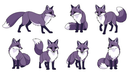 Obraz premium Charming Pixel Art Fox Collection with Unique Color Palette Isolated on Transparent Background