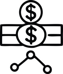 Conceptual image of money transfer and financial connections symbolizing digital currency exchange and networked finance transactions