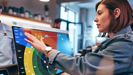 Woman Scanning QR Code with Smartphone at Coffee Shop Indoor - Powered by Adobe