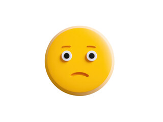 Fototapeta premium Yellow emoji face with worried expression on black background image, Isolated On Png Transparent Background