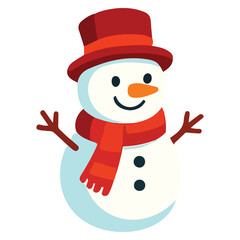 Snowman In Watercolor Drawing Style