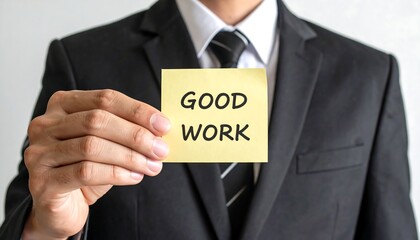 Businessman holding a sticky note