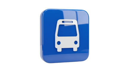 Blue Bus Stop Sign Icon with White Outline.