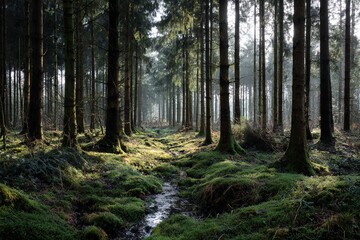 Obraz premium Ravnsholt Skov forest in Alleroed Denmark. High quality