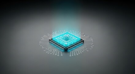 Illuminated microchip conveys technological advancement and data processing