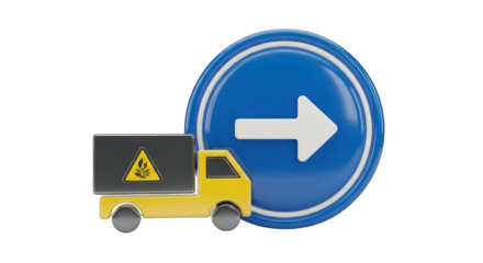 Flammable Cargo Truck and Directional Sign Combination.
