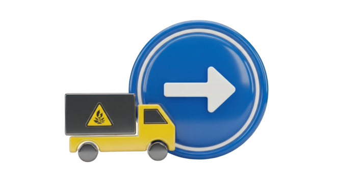 Flammable Cargo Truck and Directional Sign Combination.