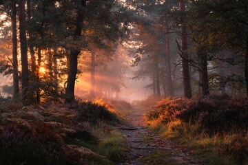 The most beautiful autumn forest in the Netherlands with mystical and mysterious views and atmospheric sunrises in the early misty mornings. High quality