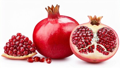 Pomegranate Composition Whole And Cut Isolated On Transparent Background Fruit Food Graphic Pomegranate Fresh Produce Healthy Eating