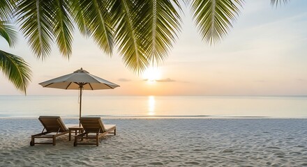 Summer Holiday Destination with Empty Beach and Ocean View