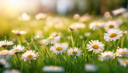 A Beautiful Picture Of Daisies Growing In The Grass On A Meadow