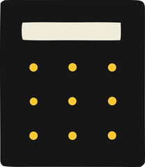 Black electronic device panel with yellow indicator lights and rectangular display area for modern gadgetry and control interfaces