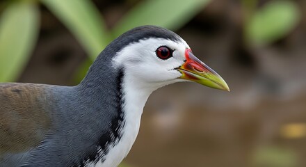 Close up portrait of a White breasted Waterhen bird.