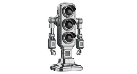 Futuristic Robot Traffic Light with Metallic Finish.