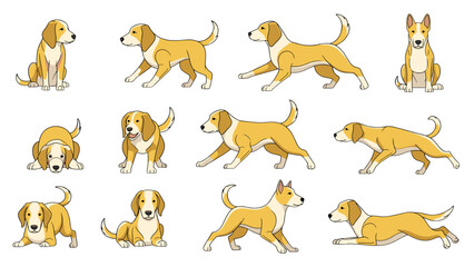 Obraz premium Happy Cute Dog Pet Animal In Various Poses Isolated On Transparent Background
