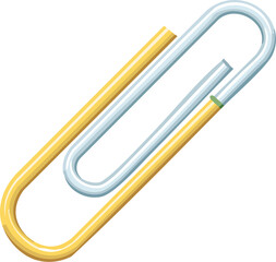 Obraz premium A single, yellow metal paper clip. An isolated vector illustration of a common office and school supply. Generative AI