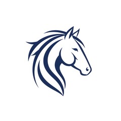 Fototapeta premium Stylized Navy Blue Horse Head Logo Icon for Equine Business or Veterinary Branding