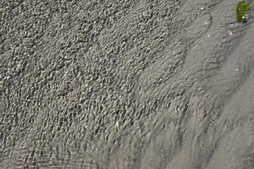 Abstract Texture of Water Surface on beach with water ripple reflection and sand beach