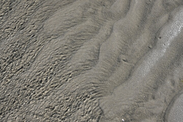 Abstract Texture of Water Surface on beach with water ripple reflection and sand beach
