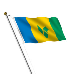 Saint Vincent and The Grenadines Flagpole 3d illustration