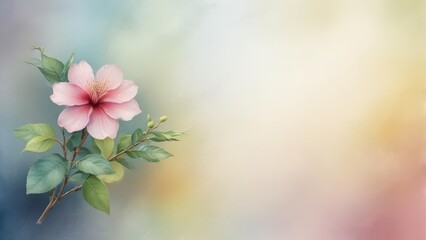 Delicate Watercolor Bloom on Paper Background
