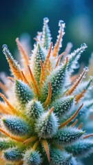 Tiny crystal-like structures on the surface of a cannabis bud