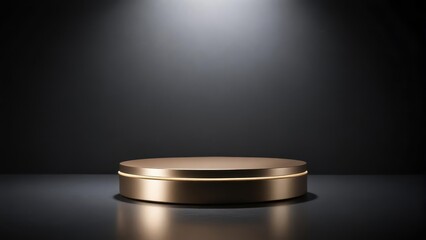 Minimalist luxury pedestal on dark stage for high-end product display