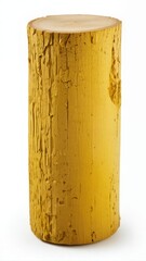 Yellow Ipe tree trunk on white background with natural texture and slight wood grain