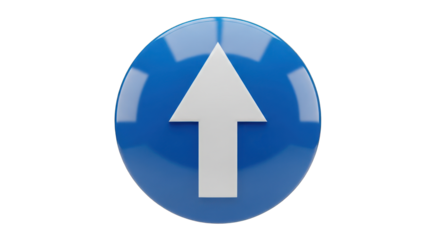 Blue Circle with White Upward Arrow Sign.