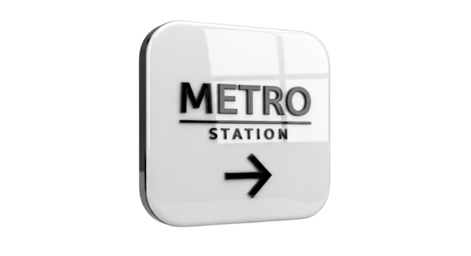 Metro Station Directional Sign with Arrow.