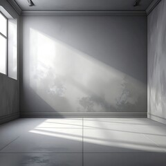 An empty room bathed in soft sunlight, showcasing a neutral color palette and subtle texture variations.
