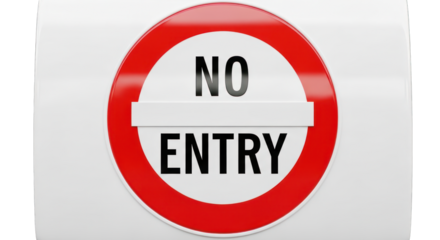 Red and White No Entry Road Sign.