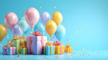 Holiday Balloons and Gifts Background
