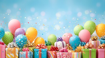 Holiday Balloons and Gifts Background
