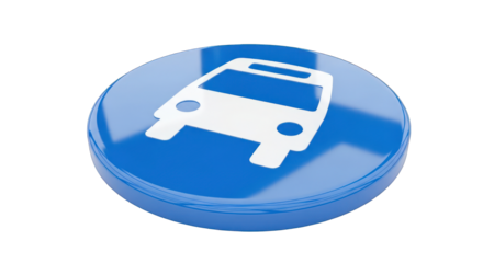 Blue Button with White Bus Icon.