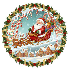 Festive Santa Sleigh Ride Christmas Wonderland Digital Art