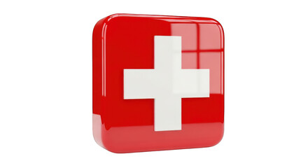 Obraz premium Glossy Red and White First Aid Symbol.