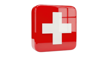 Glossy Red and White First Aid Symbol.