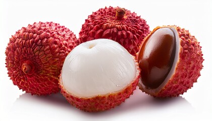 Fresh Sweet Lychee Litchi Tropical Fruit With Red Rind White Juicy Flesh Glossy Brown Seed Exotic Ingredient For Desserts Drinks Cocktails High Res Food Photography For Packaging And Branding