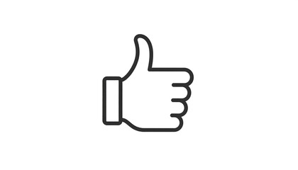Simple, black line illustration of a hand giving a thumbs-up gesture against a plain white background.