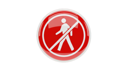 Red No Pedestrians Sign with White Symbol.