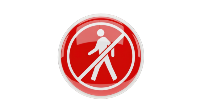 Red No Pedestrians Sign with White Symbol.
