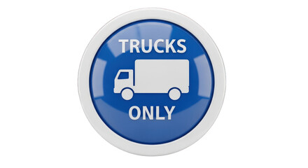 Blue and White Trucks Only Sign with Truck Icon.