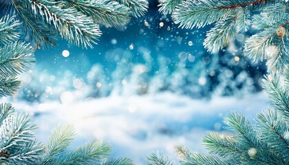 Winter Christmas Background With Fir Branches