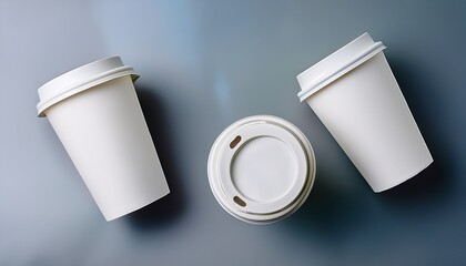 Minimalistic White Paper Coffee Cups On A Modern Background