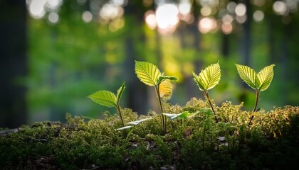 Hornbeam Carpinus Betulus Tree Sprouts Germinated In The Wild In The Forest From Seed
