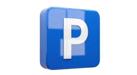 Glossy Blue Parking Sign with White Letter P.