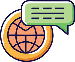 Global communication icon representing worldwide internet messaging and online connection concepts