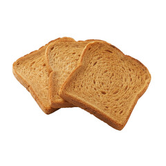 Three Slices of Toasted Wheat Bread on Transparent Background