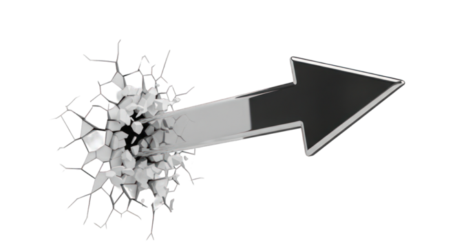 Arrow Breaking Through Wall Directional Symbol Metallic Finish.